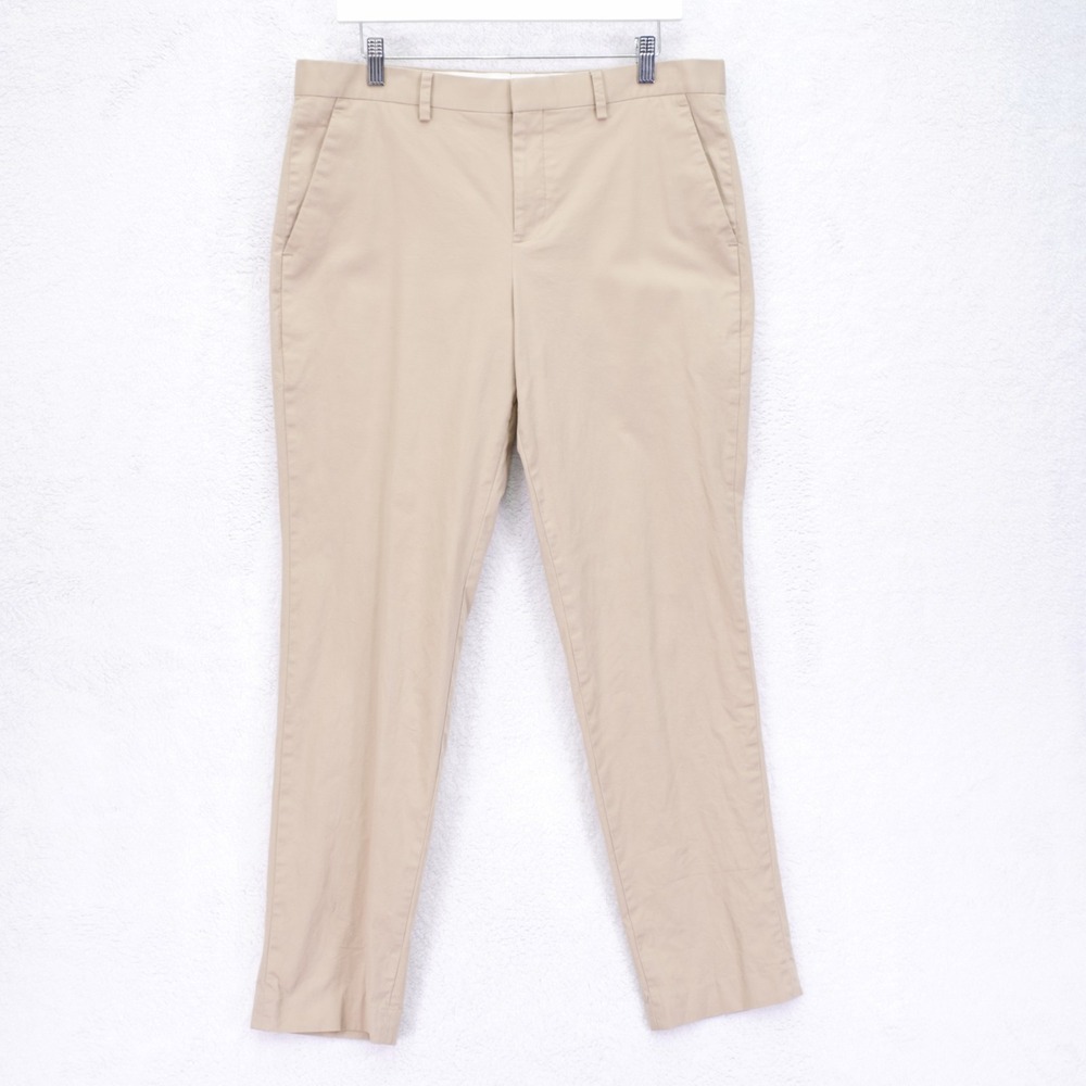 Express Slim Cotton Spandex Tan Chino Pants 35 / 30 Mid‎ Rise Flat Front Tag 33